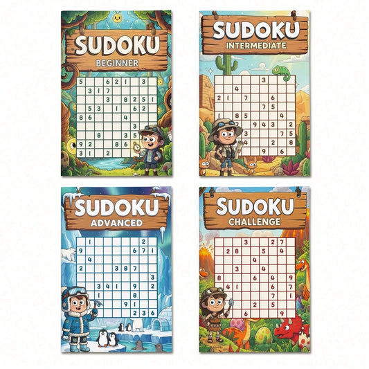 Kids Sudoku Practice Notebook, Beginner Intermediate Advanced And Challenge Puzzle Workbooks For Daily Logic Training