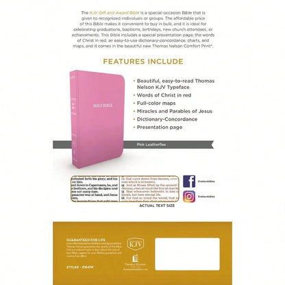 KJV Holy Bible: Gift And Award, Pink Leather-Look, Red Letter, Comfort Print: King James Version