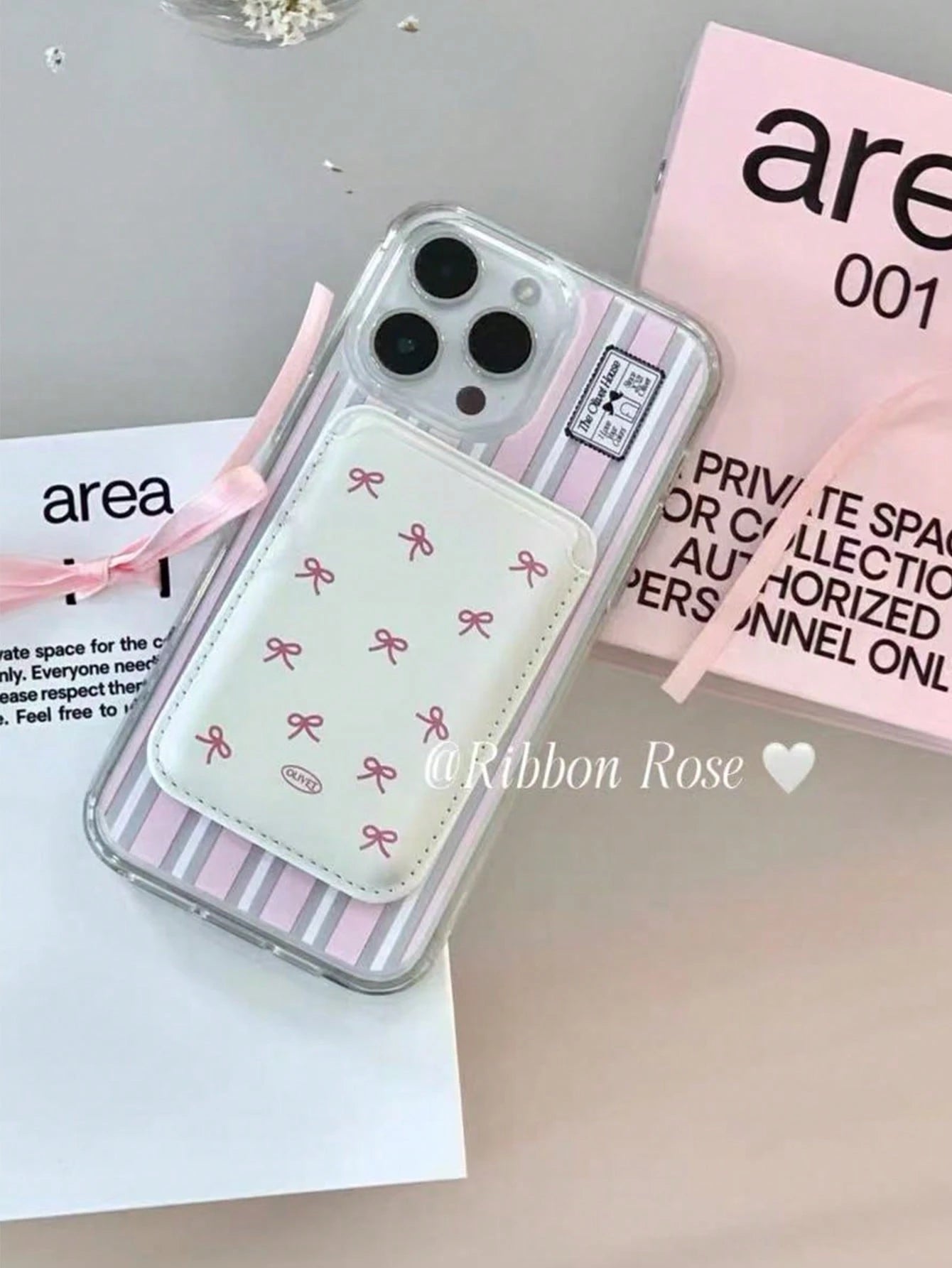 Korean Indie Girly Bowknot Leather Magnetic Wireless Charging Magsafe Card Holder Phone Case Compatible With IPhone 16 Pro Max/15 Pro, Apple 14/13/12/11