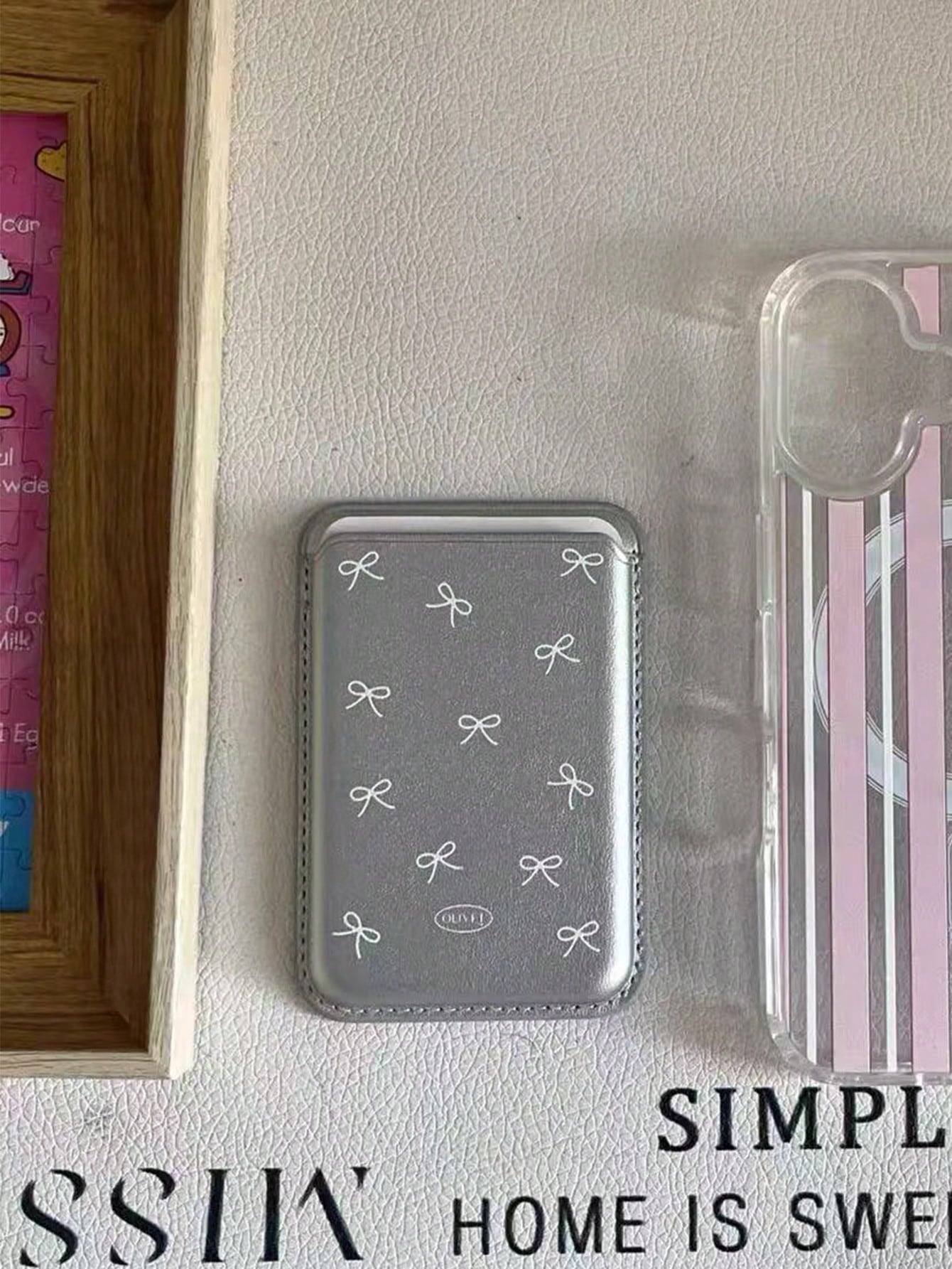 Korean Indie Girly Bowknot Leather Magnetic Wireless Charging Magsafe Card Holder Phone Case Compatible With IPhone 16 Pro Max/15 Pro, Apple 14/13/12/11