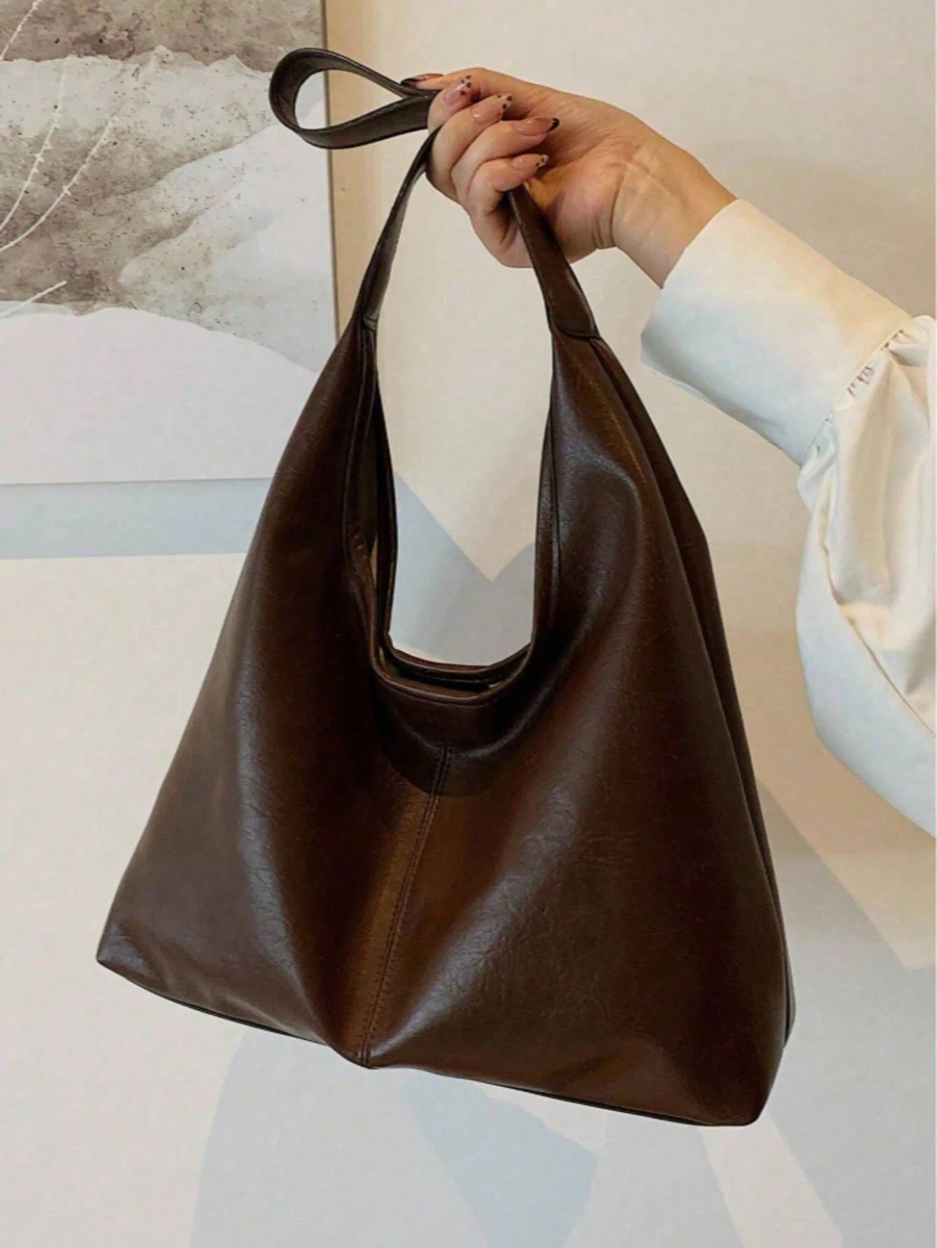 Korean Minimalist Casual PU Leather Tote Bag Set, Vintage Multi-Function Shoulder Tote Bag With Coin Purse, Suitable For Mothers, Large Capacity Commute & Shopping Bag, School Supplies Bag, Backpack