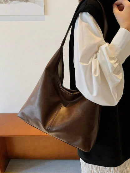 Korean Minimalist Casual PU Leather Tote Bag Set, Vintage Multi-Function Shoulder Tote Bag With Coin Purse, Suitable For Mothers, Large Capacity Commute & Shopping Bag, School Supplies Bag, Backpack