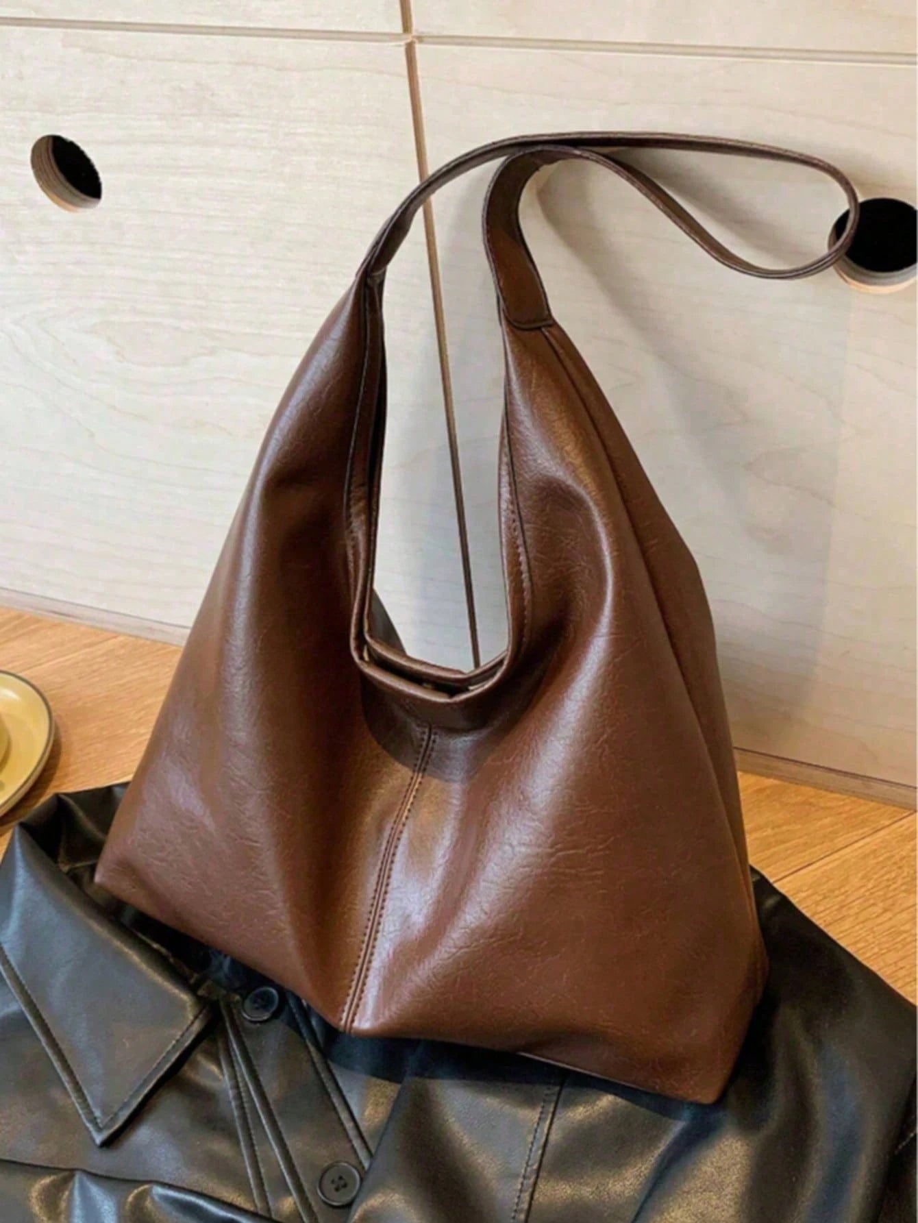 Korean Minimalist Casual PU Leather Tote Bag Set, Vintage Multi-Function Shoulder Tote Bag With Coin Purse, Suitable For Mothers, Large Capacity Commute & Shopping Bag, School Supplies Bag, Backpack