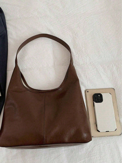 Korean Minimalist Casual PU Leather Tote Bag Set, Vintage Multi-Function Shoulder Tote Bag With Coin Purse, Suitable For Mothers, Large Capacity Commute & Shopping Bag, School Supplies Bag, Backpack