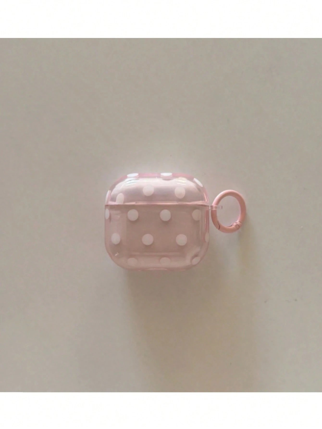 Korean Style Minimalist Semi-Transparent Pink Polka Dot + Ring Earphone Case Compatible With AirPods Pro 3, Pro 2, 4, 3, 1/2, Cute Protective Cover For Girls