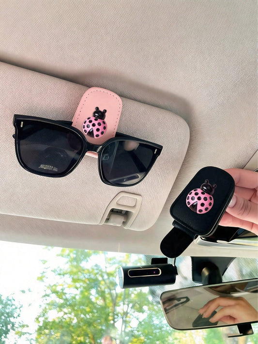 Ladybug Car Sunglasses Clip, Creative Car Sun Hat Eyewear Frame, Lady's Business Card Holder, Car Interior Accessories, Car Essential Items, Car Parts, Women's Car Accessories