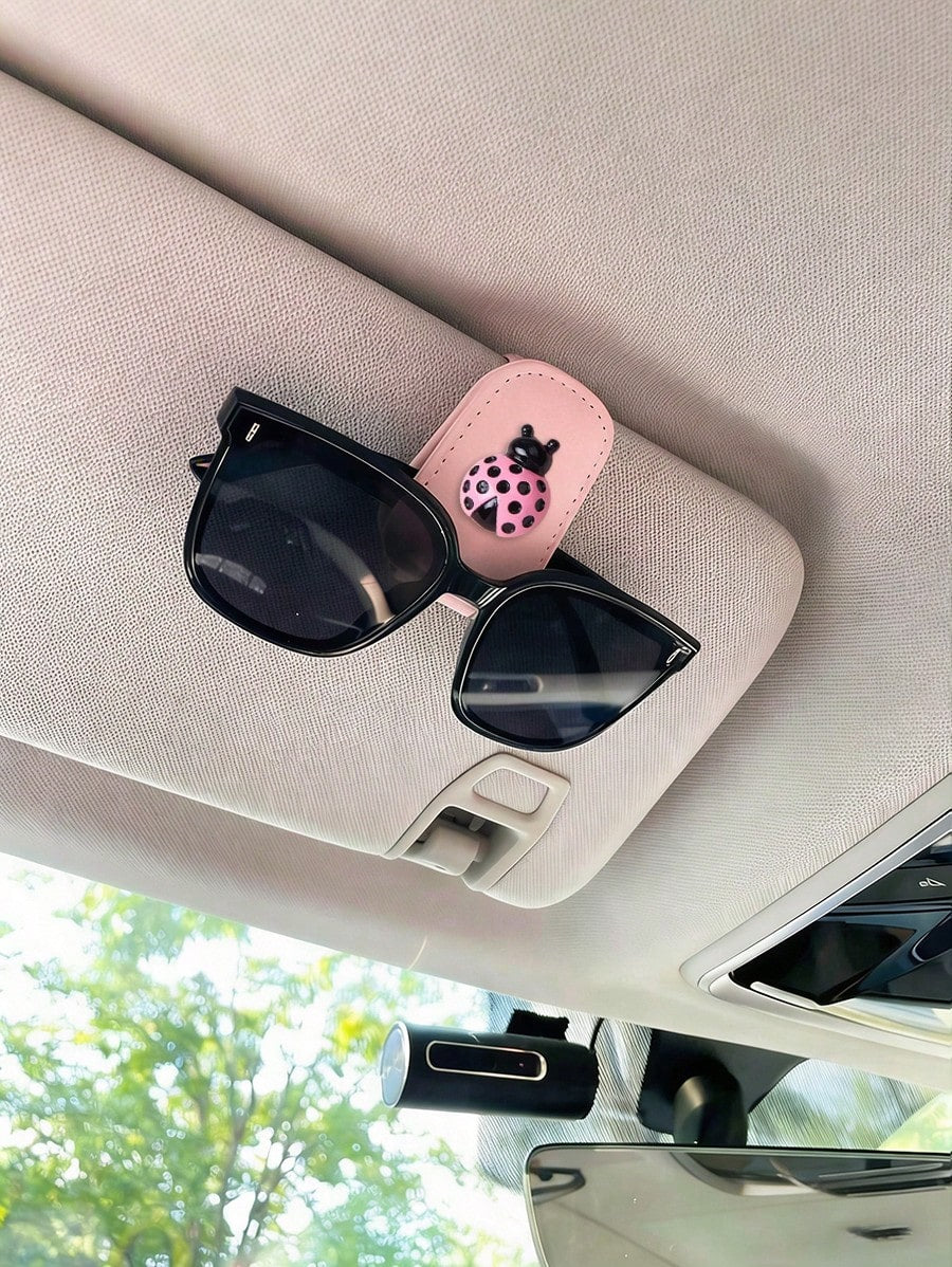 Ladybug Car Sunglasses Clip, Creative Car Sun Hat Eyewear Frame, Lady's Business Card Holder, Car Interior Accessories, Car Essential Items, Car Parts, Women's Car Accessories