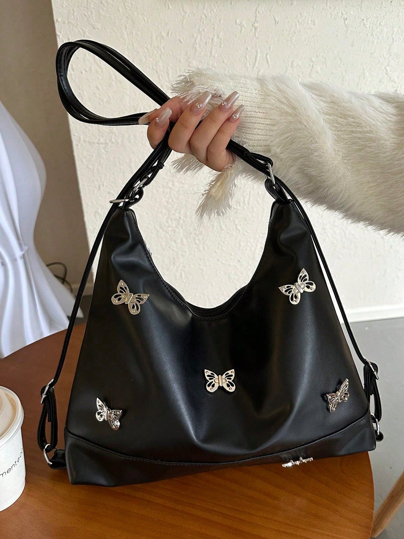 Lalippa Women's Student Shopping Casual Minimalist Large Capacity Shoulder Bag, Solid Color Bow Zipper Decor