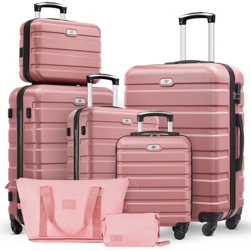Large Capacity ABS Hardside Luggage Set, 16/20/24/28 Inch Spinner Suitcases + 2 Travel Bags + 1 Cosmetic Case, 7-Piece Set For Holiday Travel