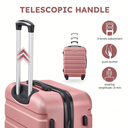 Large Capacity ABS Hardside Luggage Set, 16/20/24/28 Inch Spinner Suitcases + 2 Travel Bags + 1 Cosmetic Case, 7-Piece Set For Holiday Travel