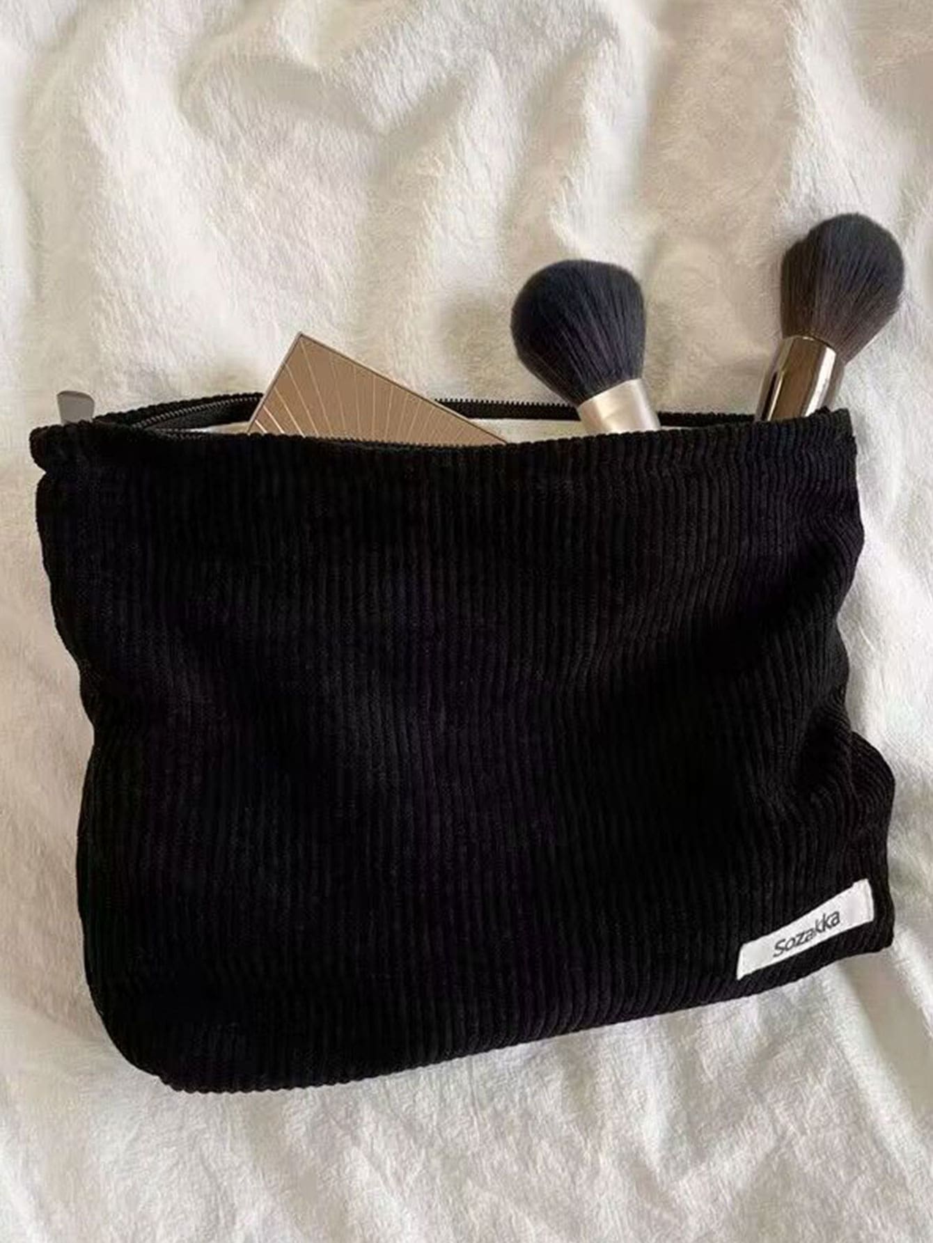 Large-Capacity Corduroy Cosmetic Bag Raspberry Pink For Stationery, Cosmetics, Digital Products Storage Organization For Travel Storage Bag,Makeup Bag,Cosmetic Bag,Vacation Organizer,Large Capacity Ma