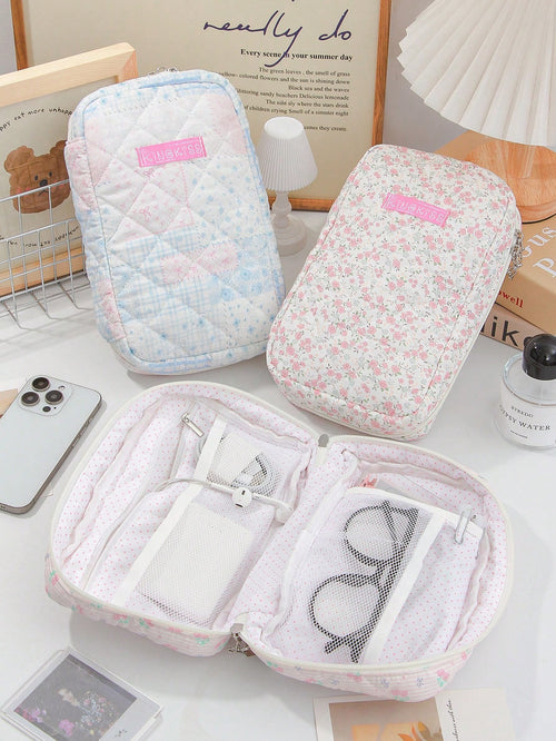 Large Capacity Digital Storage Bag Multi-Pocket Digital Product Storage Bag Foam Quilted Power Bank Storage Bag Thickened & Anti-Drop Protection Case