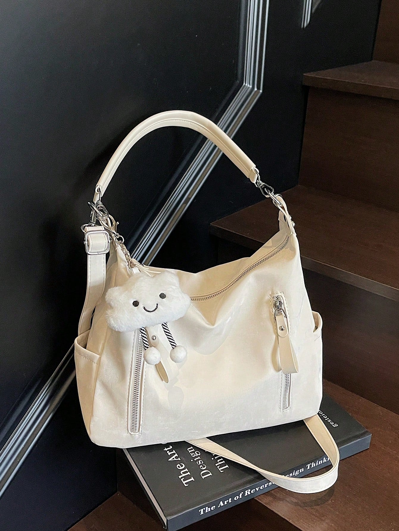 Large Capacity Fashion Versatile Matte Shoulder Bag, High-End Casual Beach Tote Handbag Shopping Bag