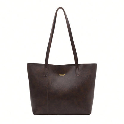 Large Capacity Tote Bag, Vintage Leather Shoulder Purse, Soft Texture, Multi-Color Optional, Daily Commute Handbag For Women