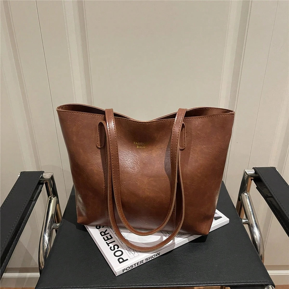 Large Capacity Tote Bag, Vintage Leather Shoulder Purse, Soft Texture, Multi-Color Optional, Daily Commute Handbag For Women
