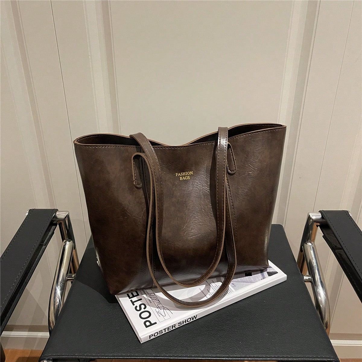 Large Capacity Tote Bag, Vintage Leather Shoulder Purse, Soft Texture, Multi-Color Optional, Daily Commute Handbag For Women