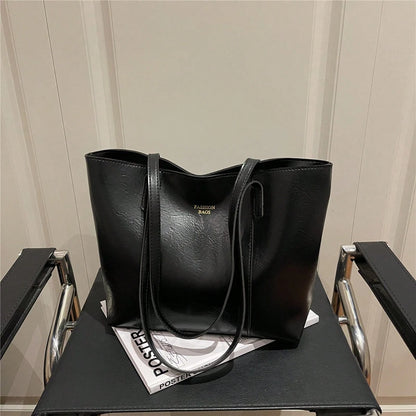 Large Capacity Tote Bag, Vintage Leather Shoulder Purse, Soft Texture, Multi-Color Optional, Daily Commute Handbag For Women