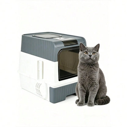 Large Enclosed PP Cat Litter Box Dual Entry Exit Detachable Drawer Type Anti Tracking Deodorant Odor Control Easy Clean Fits All Size Cats For Home Travel Free Cat Litter Scoop Included