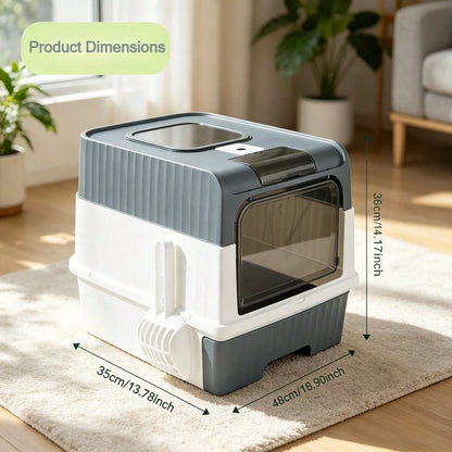 Large Enclosed PP Cat Litter Box Dual Entry Exit Detachable Drawer Type Anti Tracking Deodorant Odor Control Easy Clean Fits All Size Cats For Home Travel Free Cat Litter Scoop Included