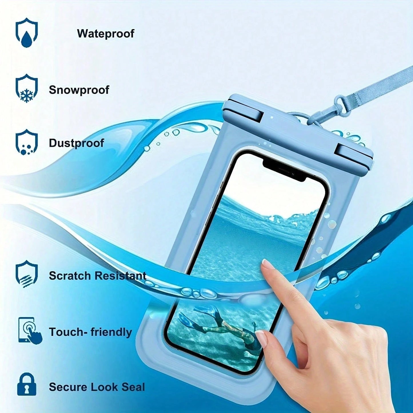 Large Waterproof Phone Bag, Waterproof Phone Case, Suitable For Phone 16 15 Pro Max, Galaxy S25 S24 S23 Ultra, IPX8 Waterproof Phone Protective Pouch, Essential For Beach And Travel