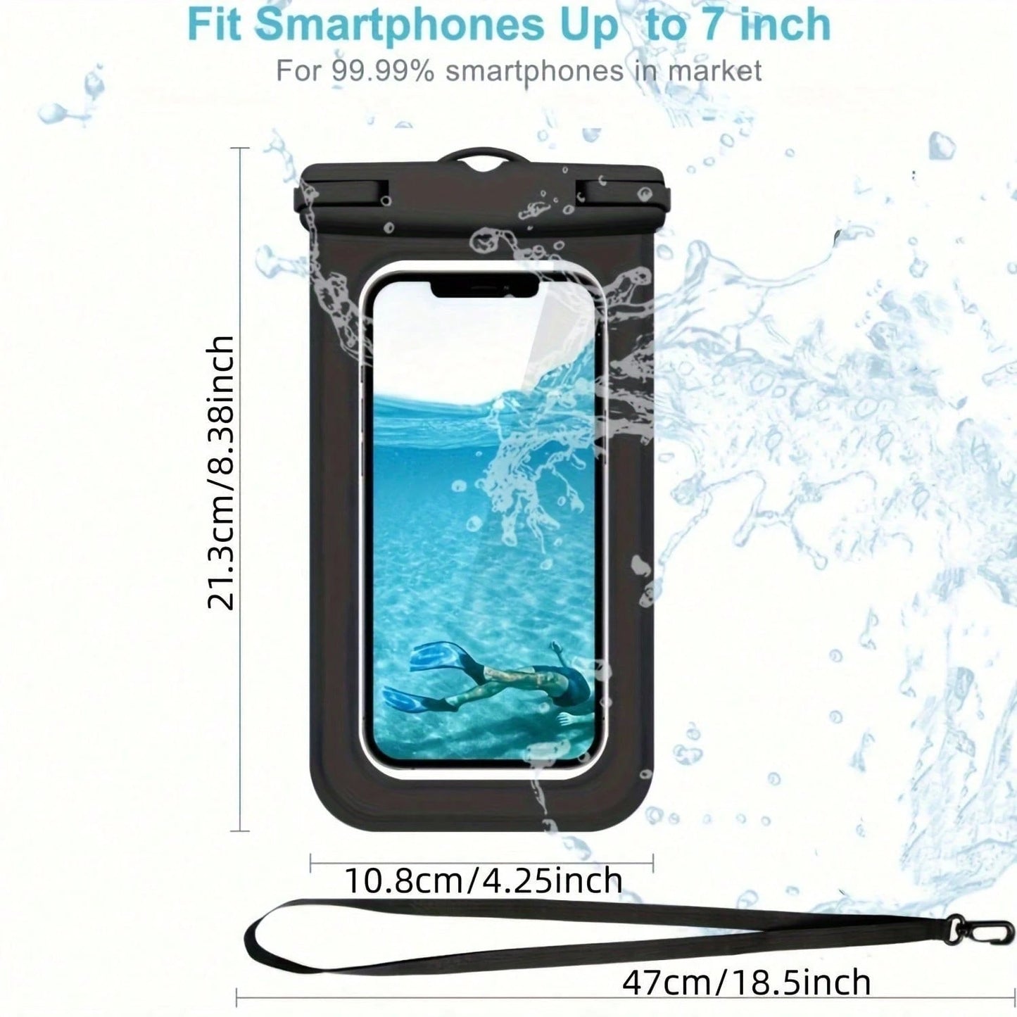 Large Waterproof Phone Bag, Waterproof Phone Case, Suitable For Phone 16 15 Pro Max, Galaxy S25 S24 S23 Ultra, IPX8 Waterproof Phone Protective Pouch, Essential For Beach And Travel