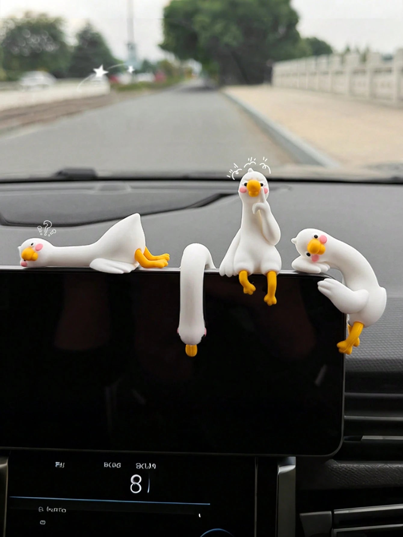 Large White Goose Car Decor, Dashboard Decoration, Computer Desk Hanging Ornament