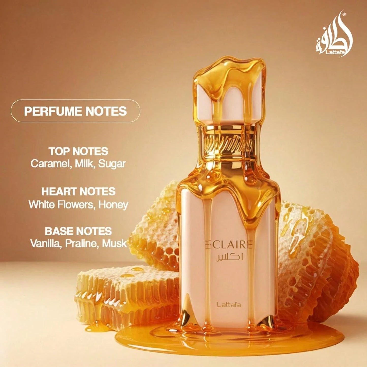 Lattafa Eclaire – Vanilla, Caramel, Sweet, Floral – Long-Lasting Fragrance For Women (10–12 Hours), 3.40 Oz/ 100 Ml