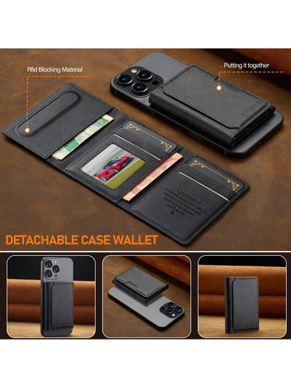 LC.IMEEKE 1pc PU Leather Magnetic Wallet Stand MagSafe Accessory, Compatible With IPhone 17 16/15/14/13/12 Pro/Pro Max/Plus/Mini, Men's Gift, Card Holder, Wallet, Name Card Case, Credit Card Holder