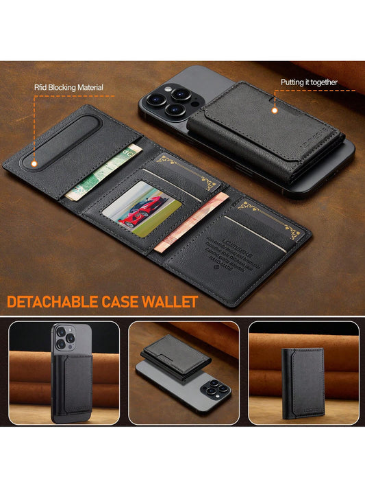 LC.IMEEKE 1pc PU Leather Magnetic Wallet Stand MagSafe Accessory, Compatible With IPhone 17 16/15/14/13/12 Pro/Pro Max/Plus/Mini, Men's Gift, Card Holder, Wallet, Name Card Case, Credit Card Holder