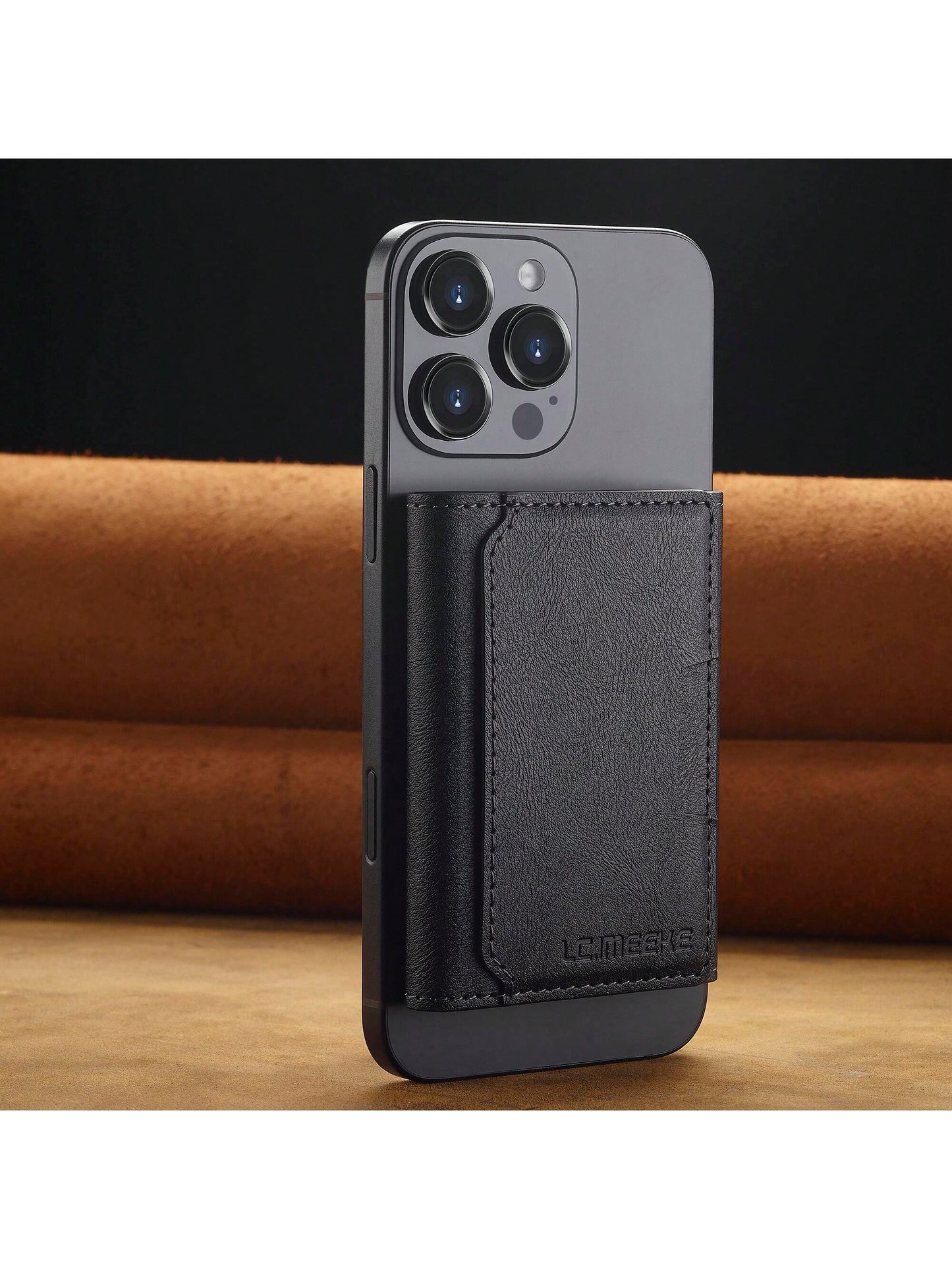 LC.IMEEKE 1pc PU Leather Magnetic Wallet Stand MagSafe Accessory, Compatible With IPhone 17 16/15/14/13/12 Pro/Pro Max/Plus/Mini, Men's Gift, Card Holder, Wallet, Name Card Case, Credit Card Holder