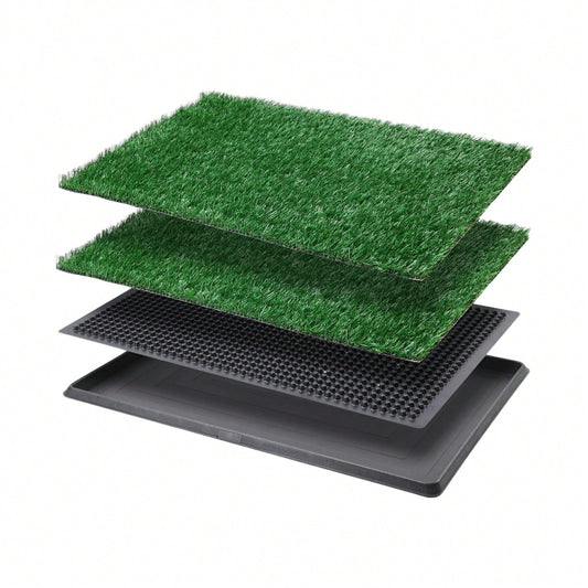 Lcchabls Artificial Grass Dog Pee Pad With Tray, 2 Grass Mats, Washable 3-Layer Reusable Puppy Potty Training System For Small & Medium Dogs, Indoor & Outdoor Pet Toilet, 30 X 20 Inch
