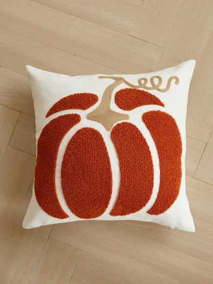 LCUHPCL 1pc 3D Embroidered Pumpkin Linen Pillowcase, Autumn/Winter Home Decor Suitable For Living Room, Bedroom, Party And Various Environments