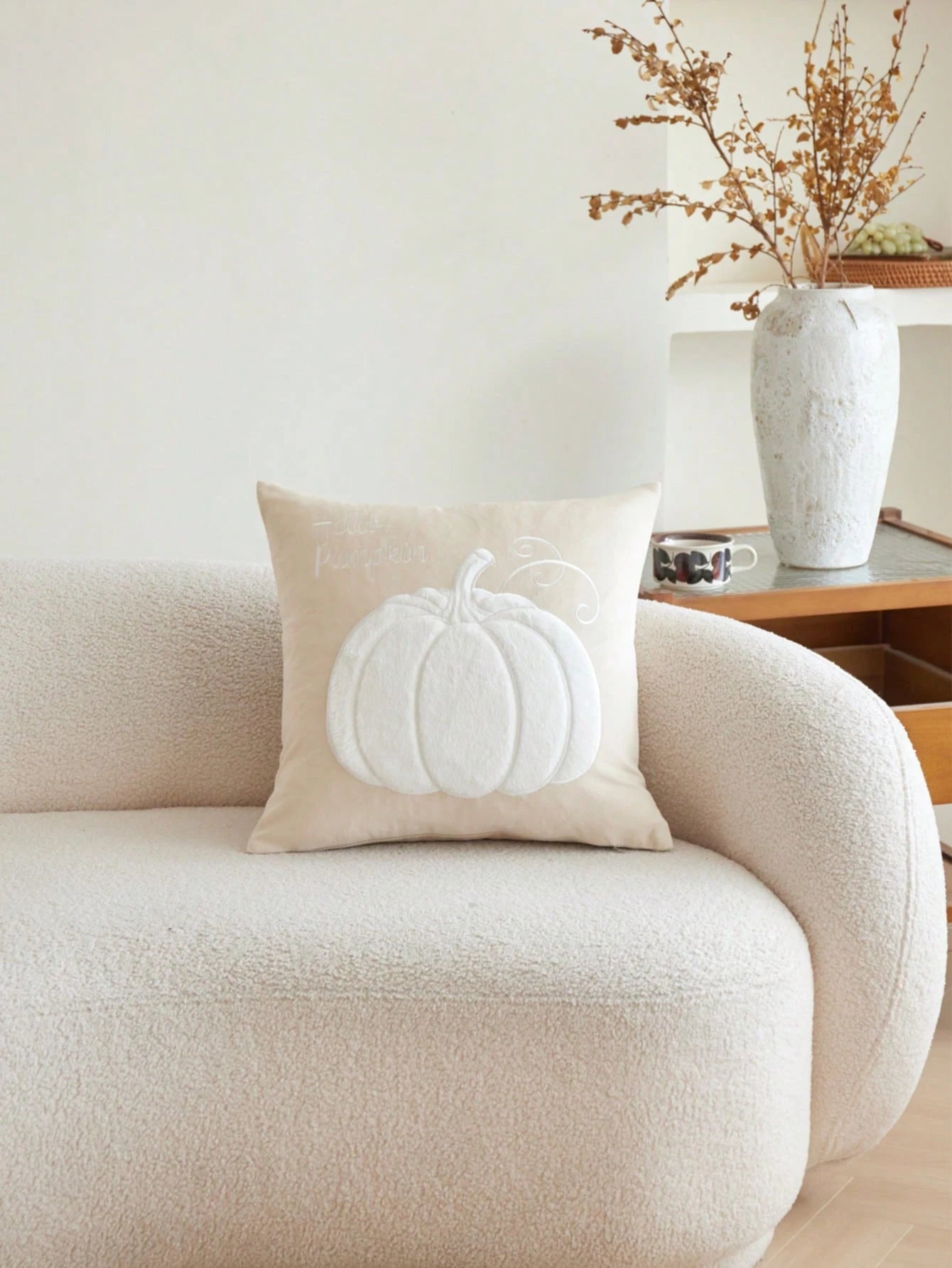 LCUHPCL 1pc Autumn/Winter Halloween 3D Embossed Orange Pumpkin Embroidery Pillowcase, Suitable For Living Room, Bedroom, Party And Other Environments