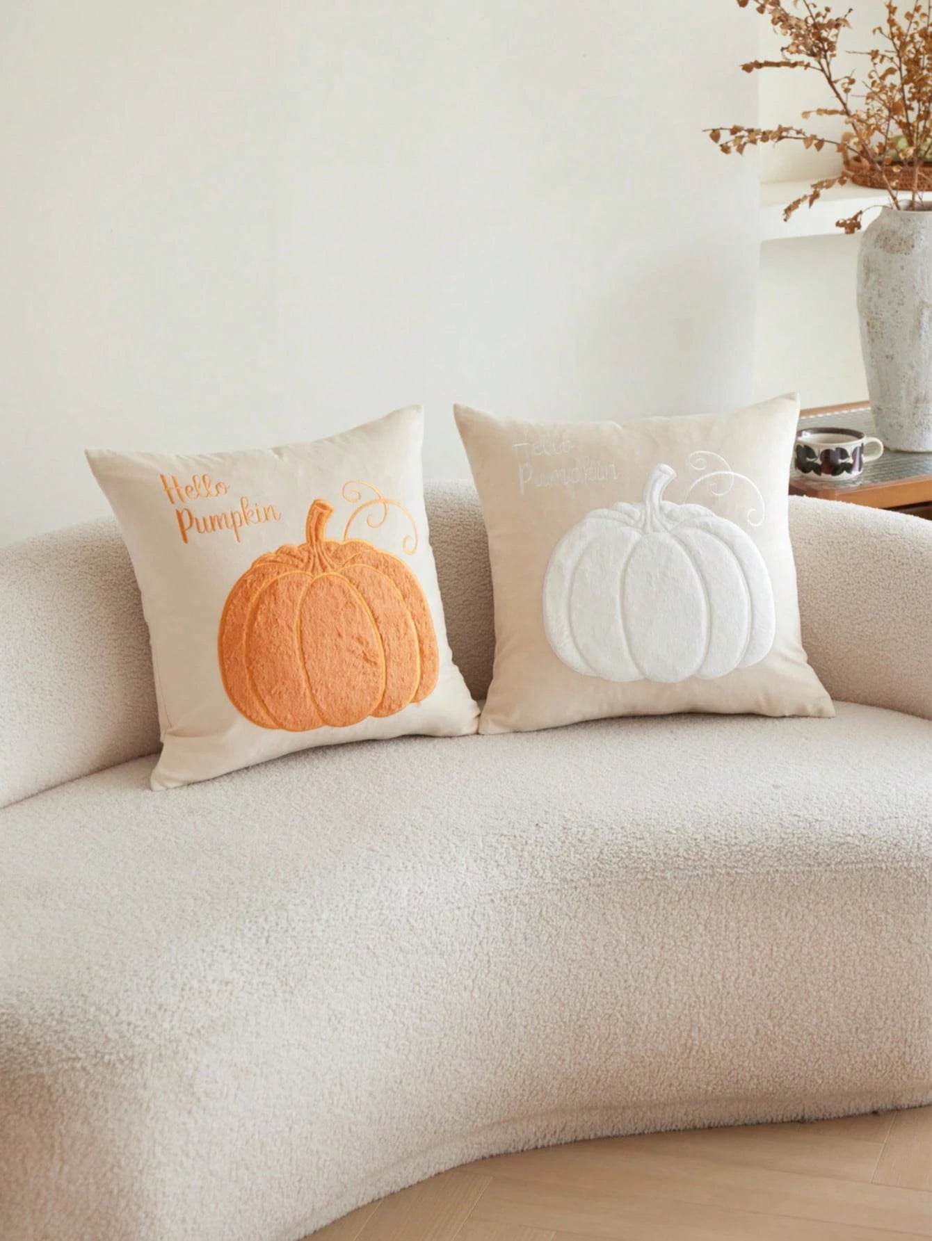 LCUHPCL 1pc Autumn/Winter Halloween 3D Embossed Orange Pumpkin Embroidery Pillowcase, Suitable For Living Room, Bedroom, Party And Other Environments