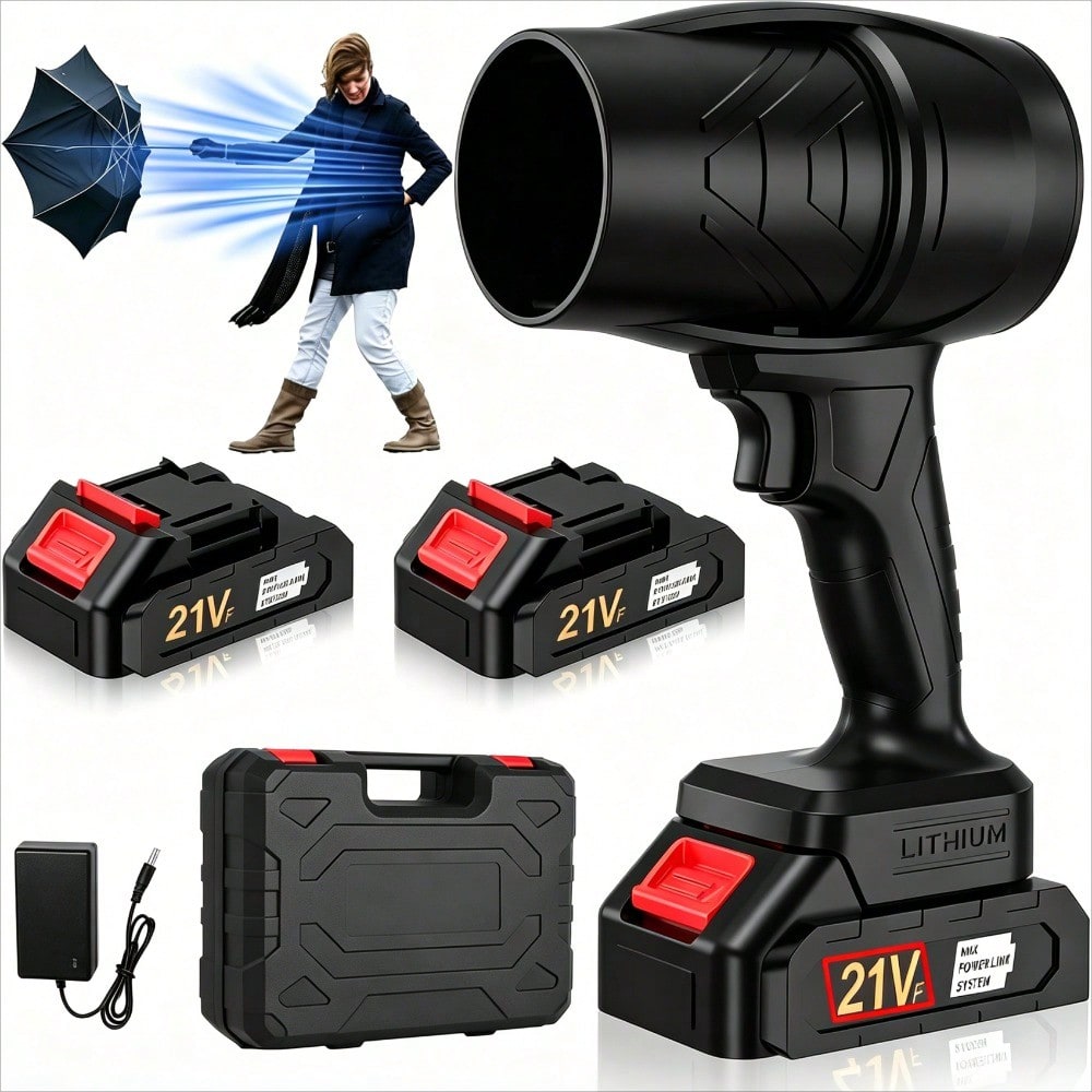 Leaf Blower Cordless, Battery Powered Electric Handheld Blower With 2 Batteries & Charger, Lightweight Snow Blowers For Lawn Yard Leaves Dust Car, Earplugs Included