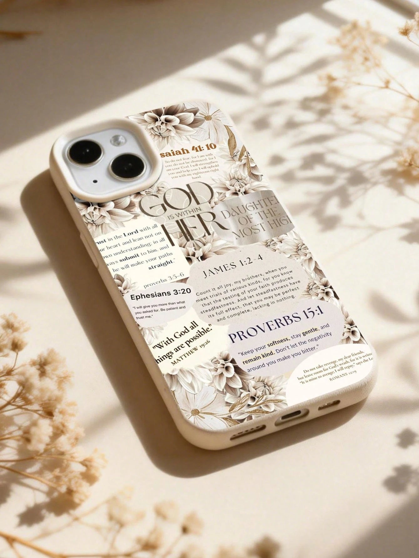 Leather Fashion Phone Cases Slogan Elements 1pc Bible Floral Graphic & Slogan Soft Phone Case Full Coverage Leather Texture Compatible With IPhone 11/12/13/14/15/16/17 Pro Max Spring