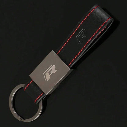 Leather Logo Car Keychain Key Ring Pendant, Suitable For Golf Jetta Beetle Tiguan Touran Passat Lavida Sharan T-CROSS