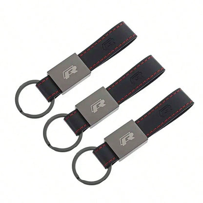 Leather Logo Car Keychain Key Ring Pendant, Suitable For Golf Jetta Beetle Tiguan Touran Passat Lavida Sharan T-CROSS