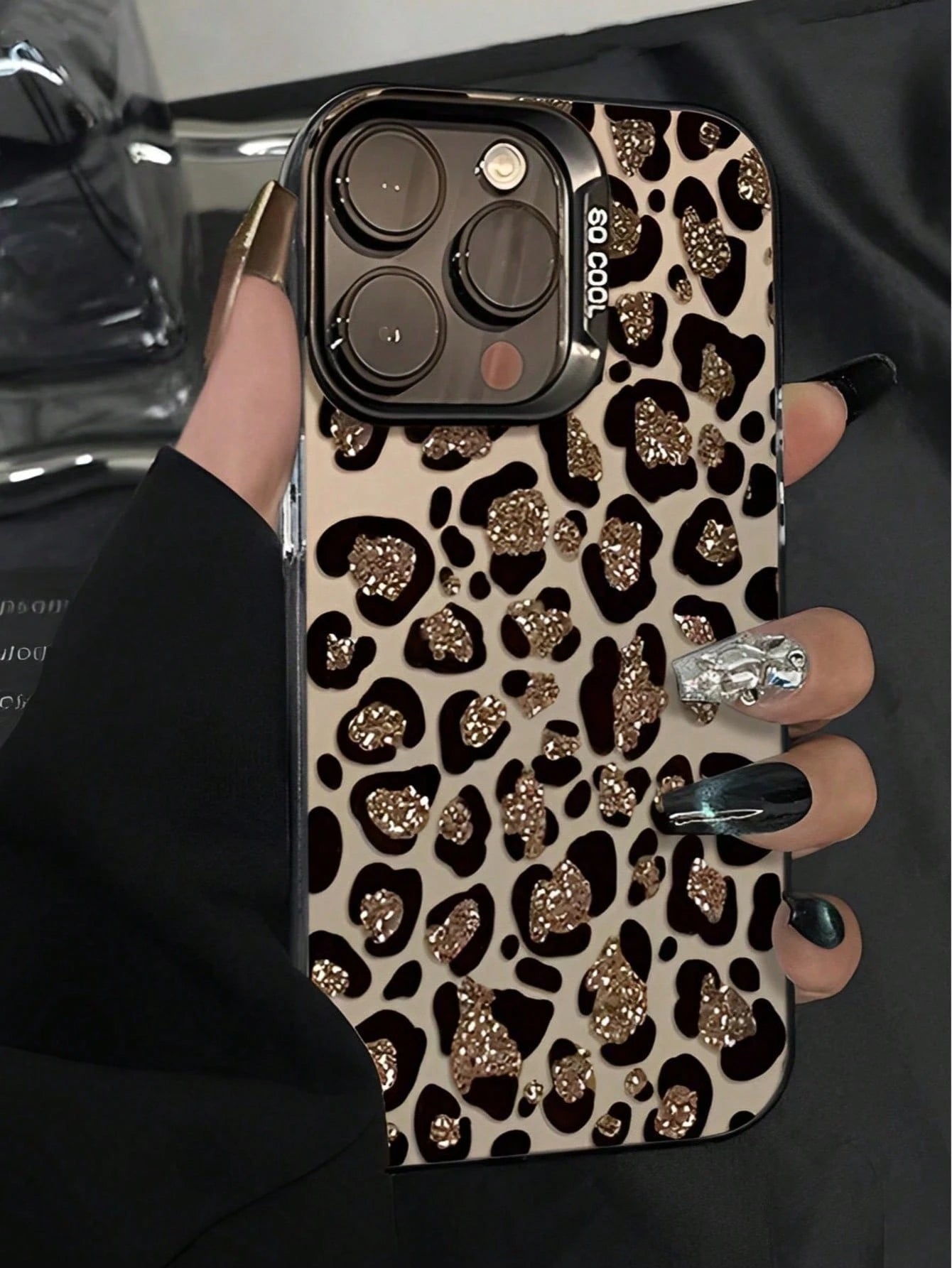 Leopard Print Colorful Silver Phone Case For Phone 16 15 14 13 12 11 Pro Max, Shockproof Full Coverage Protective Shell, Aesthetic Luxury Stylish Slim Fit Scratch Resistant Durable Back Cover, Lightwe