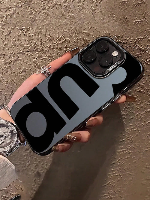 Letter Elements Black Grey 1pc Letter Design Phone Case Compatible With 16, 16 Plus, 16 Pro, 16 Pro Max, 15, 15 Plus, 15 Pro, 15 Pro Max, 14, 14 Plus, 14 Pro, 14 Pro Max, 13, 13 Pro, 13 Pro Max, 12, 1