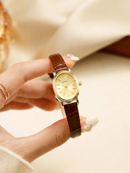 LIANDU Women's Quartz Watch, Oval Dial, PU Leather Strap, Retro Classic Business Style. Suitable For Daily Wear, Ideal Gift For Birthday And Holidays (No Watch Box)