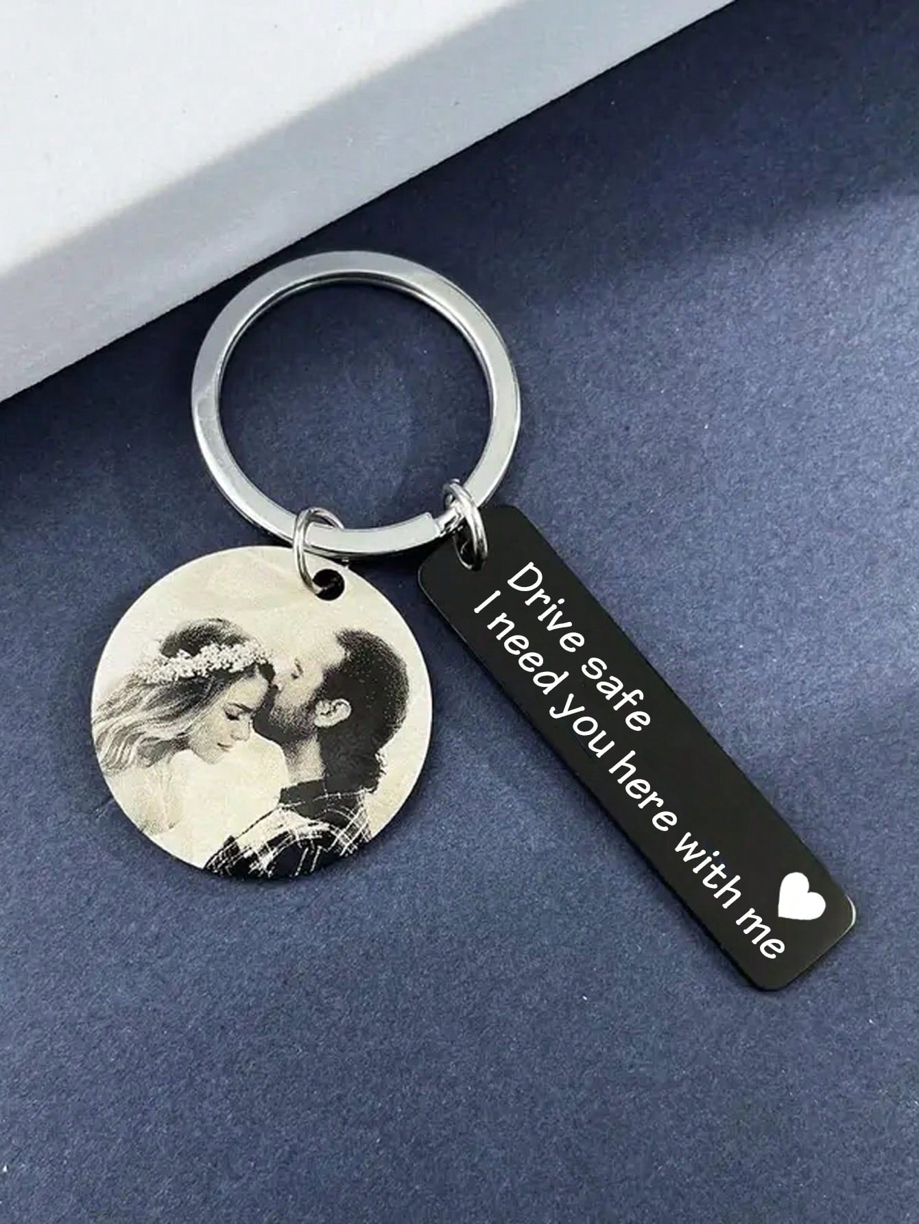 LICVIC Custom Photo Stainless Steel Keychain, Personalized Engraved Keychain, Customized Couple Keyring, Customizable Backpack Charm, Birthday, Anniversary, Perfect Gift