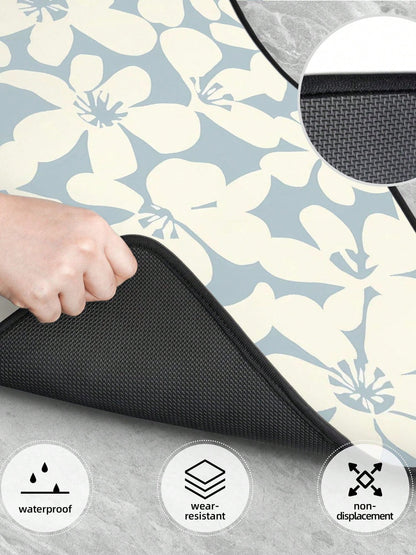 Light Blue Beige Boho Floral 4-Piece Custom Printed All-Weather Floor Mats- Universal Fit For Suv, Truck, Van| Easy Clean