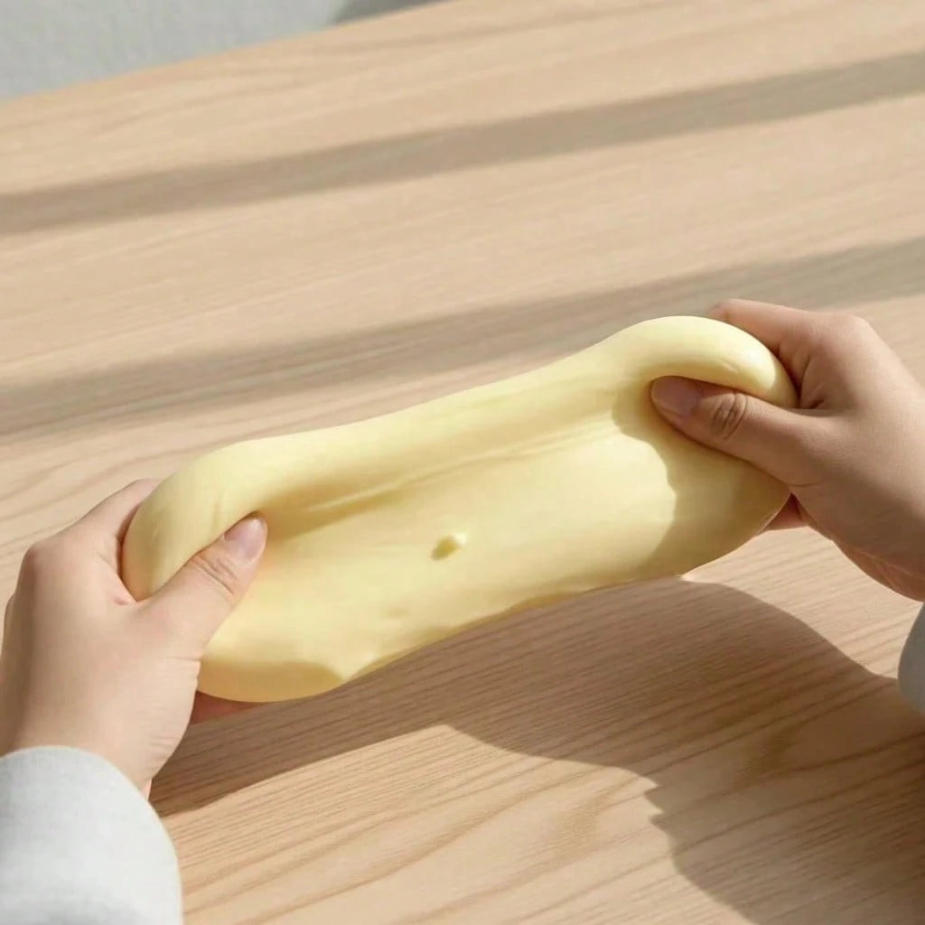Light Yellow Cheese Coconut Oil Cream Cheese Squishy, Soft Dough Texture, Cream Filling, Silent Squeeze Stress Relief Toy, Suitable For Office Desk Focus And Mindfulness Break, Popular Adult Sensory G