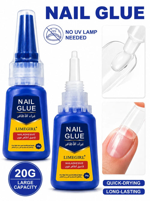 LIMEGIRL 20G Large Capacity Nail Glue, Super Strong Fast Drying Nail Glue, Suitable For Nail Tips, Acrylic Nails And Nail Extensions, Long Lasting Nail Adhesive, No UV Lamp Required, Professional Salo