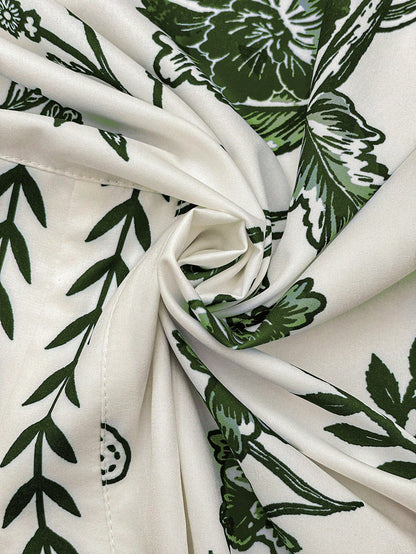 Linhara Fashionable Casual Vacation Retro Elegant Commuting 3/4 Sleeve White Floral Print Shirt Vacation Autumn Fall