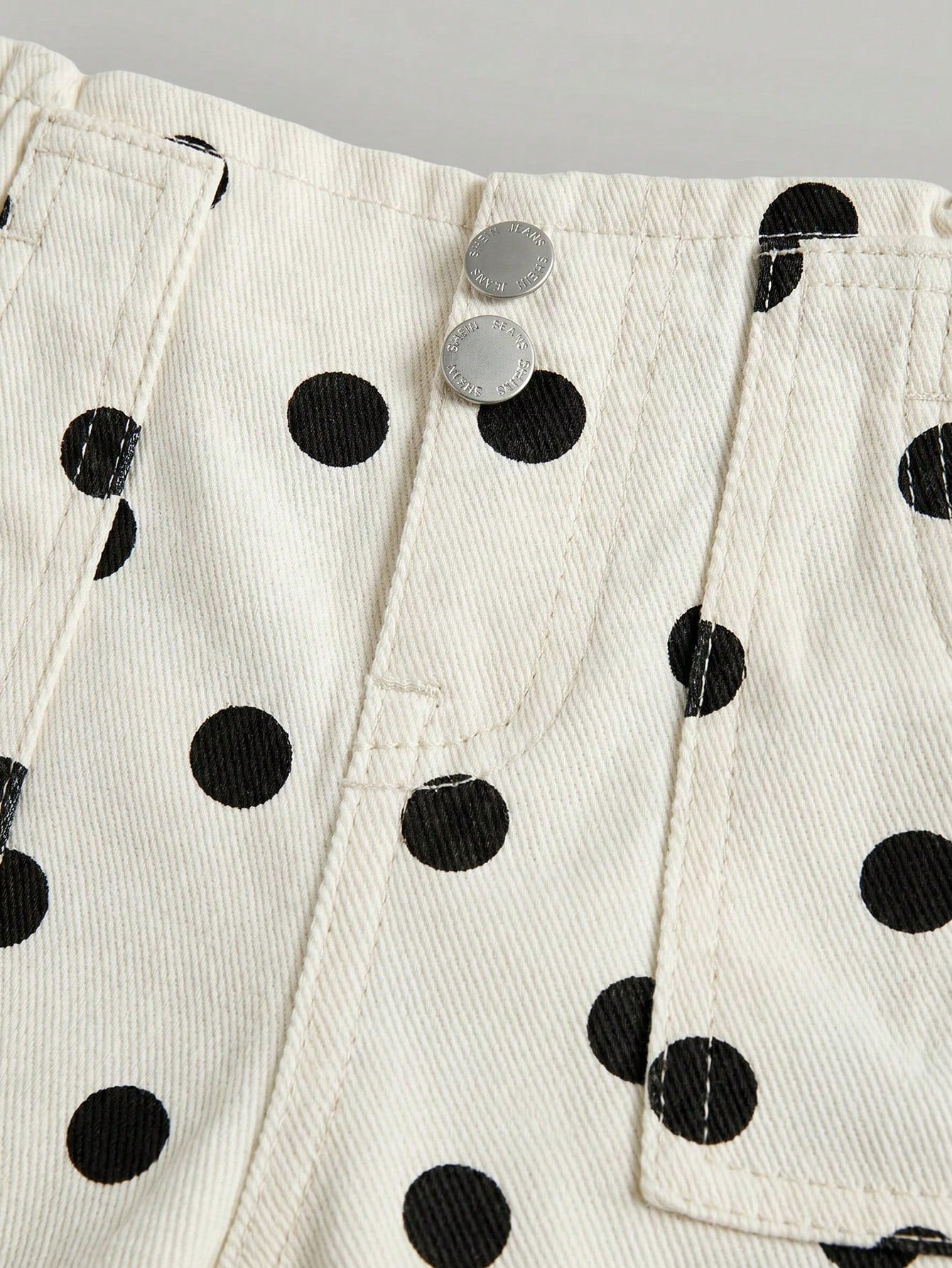 Little Byeori Baby Girl Polka Dot Pocket Button Casual Versatile Daily Wear Denim Jeans