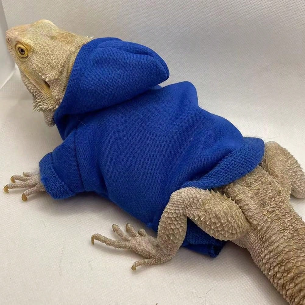 Lizard Clothes For Bearded Dragons Reptile Apparel Handmade Cotton Material Hoodies Sweater For Skin Protection Cool Hoodie Crested Gecko Chameleon (Red Hat, Large)