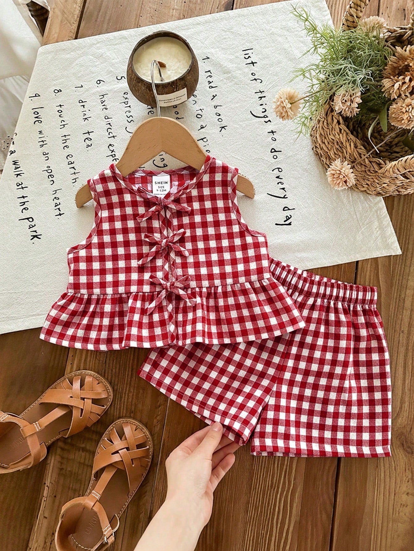 LMoss Kids Baby Girl Plaid Bow Decor Ruffle Hem Top And Shorts Cute Set, Baby Girl Party Vacation Red And White Plaid Summer Cute Funny Graphic