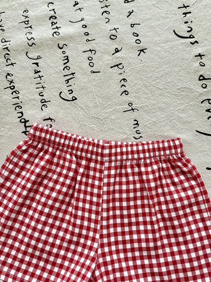 LMoss Kids Baby Girl Plaid Bow Decor Ruffle Hem Top And Shorts Cute Set, Baby Girl Party Vacation Red And White Plaid Summer Cute Funny Graphic